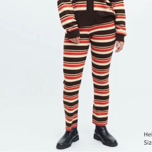 Marni X Uniqlo wool blend orange brown Multicolor Striped Knit pants medium